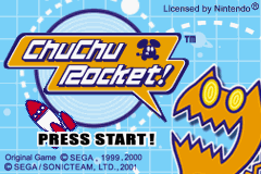 Chu Chu Rocket title screen for GameBoy Advance